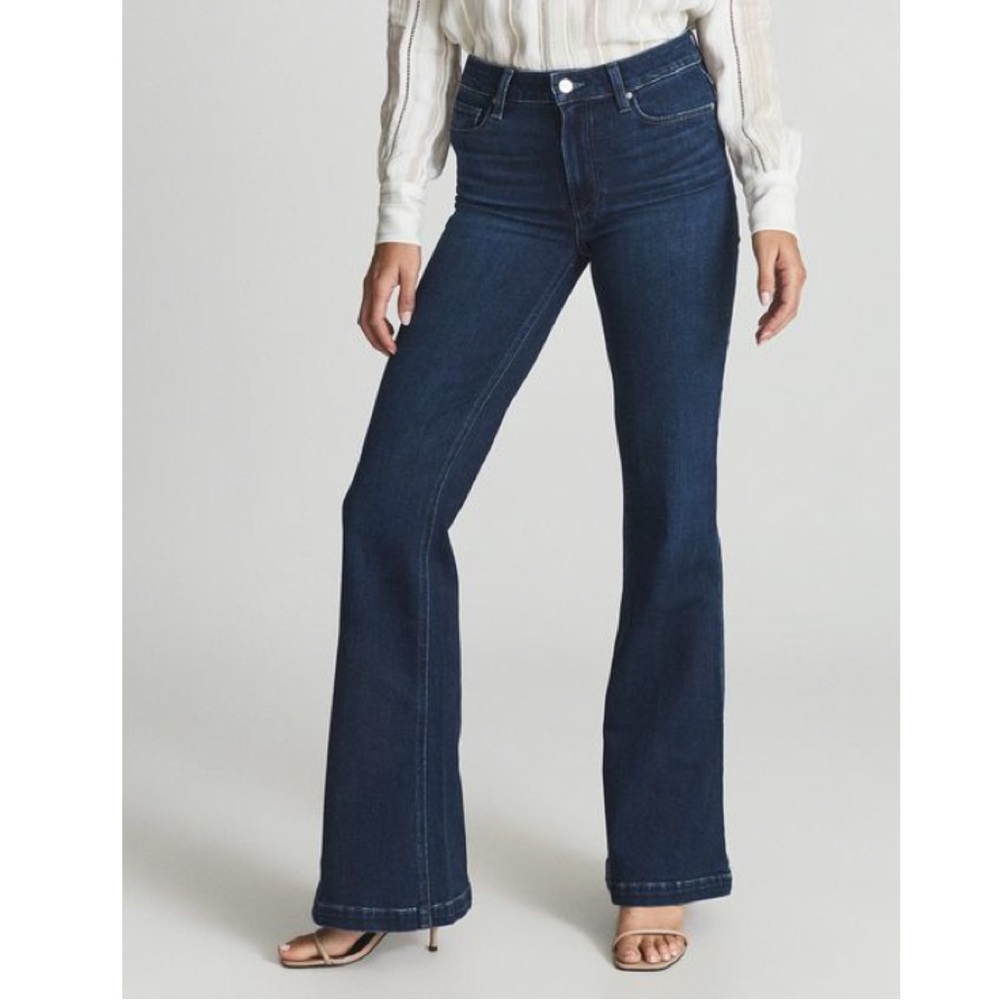 PAIGE Dark Blue Flare & Wide Leg Jeans